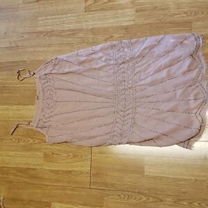 Free People blush beaded sheer art deco dress sz small